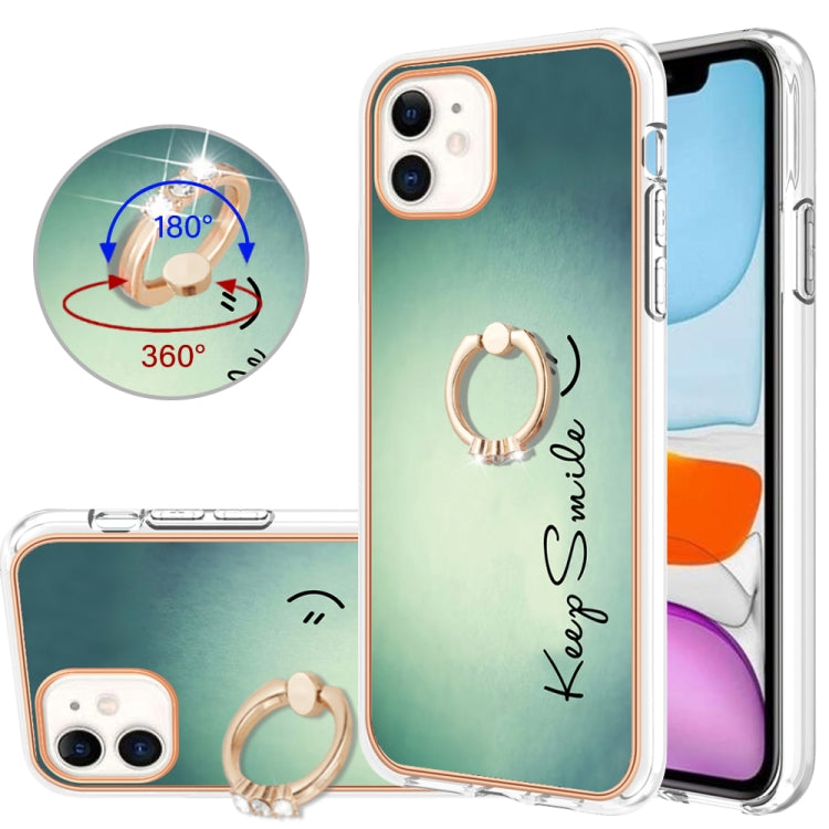 Electroplating Dual-side IMD Phone Case with Ring Holder, For iPhone 11 Pro Max, For iPhone 11