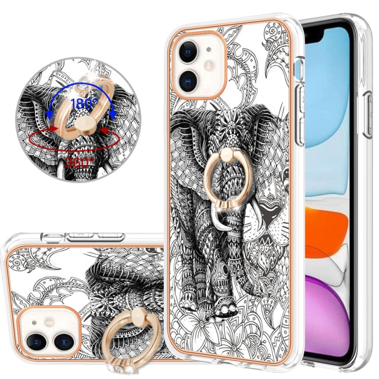 Electroplating Dual-side IMD Phone Case with Ring Holder, For iPhone 11 Pro Max, For iPhone 11