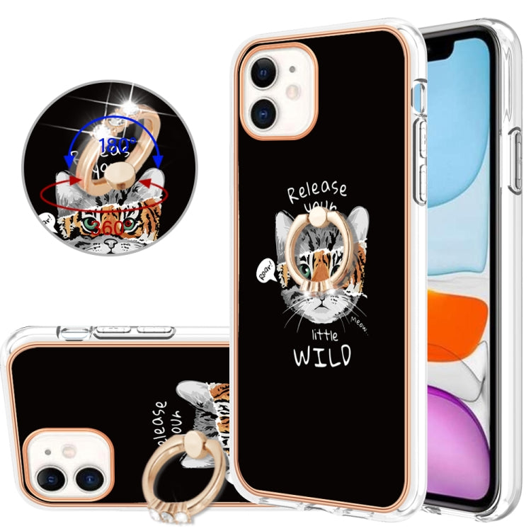 Electroplating Dual-side IMD Phone Case with Ring Holder, For iPhone 11 Pro Max, For iPhone 11