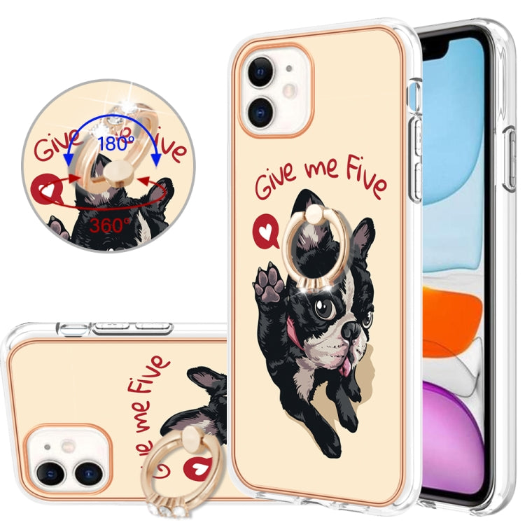 Electroplating Dual-side IMD Phone Case with Ring Holder, For iPhone 11 Pro Max, For iPhone 11