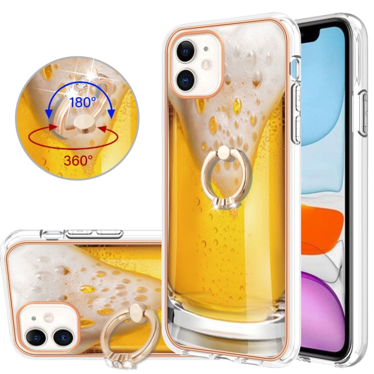 Electroplating Dual-side IMD Phone Case with Ring Holder, For iPhone 11 Pro Max, For iPhone 11