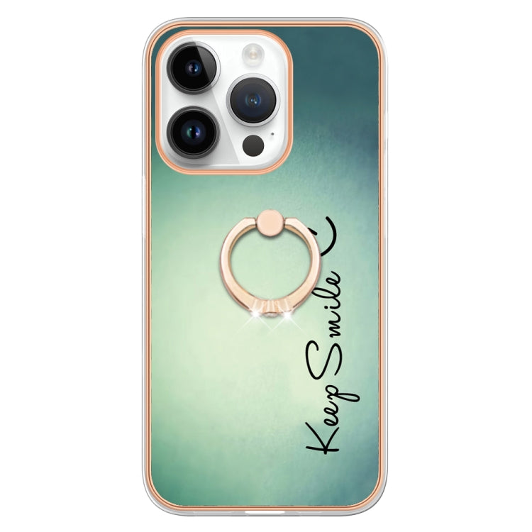 Electroplating Dual-side IMD Phone Case with Ring Holder, For iPhone 16 Pro Max, For iPhone 16 Pro, For iPhone 16 Plus