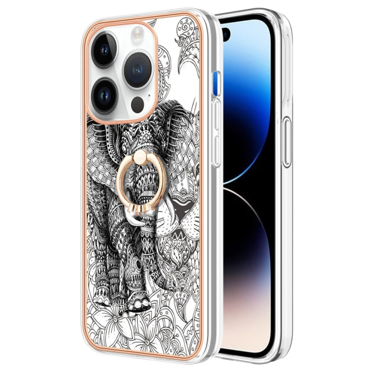 Electroplating Dual-side IMD Phone Case with Ring Holder, For iPhone 16 Pro Max, For iPhone 16 Pro, For iPhone 16 Plus
