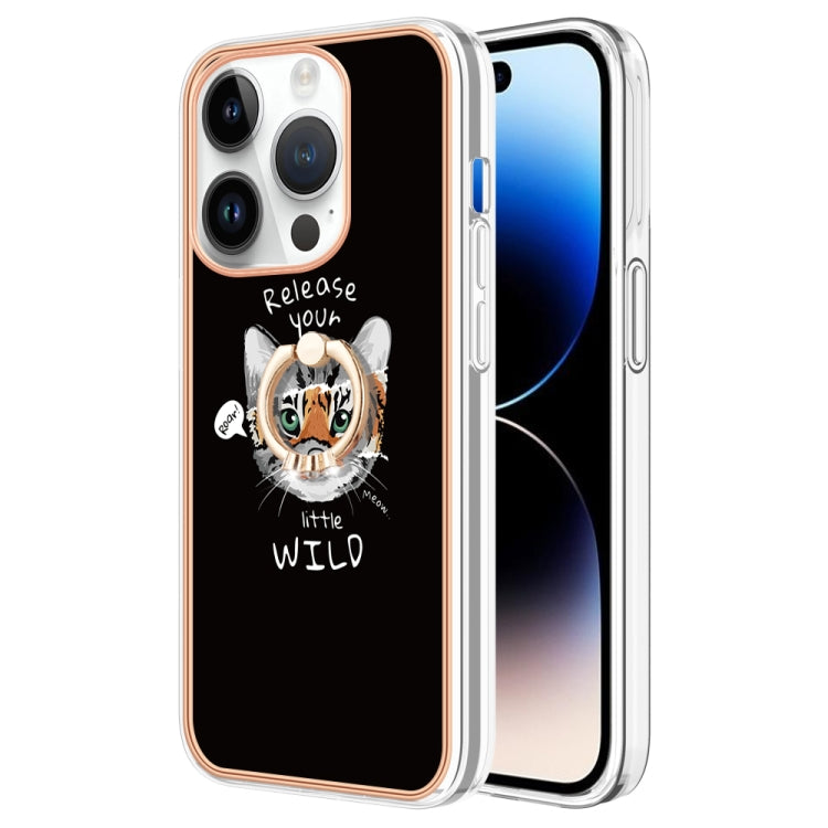 Electroplating Dual-side IMD Phone Case with Ring Holder, For iPhone 16 Pro Max, For iPhone 16 Pro, For iPhone 16 Plus