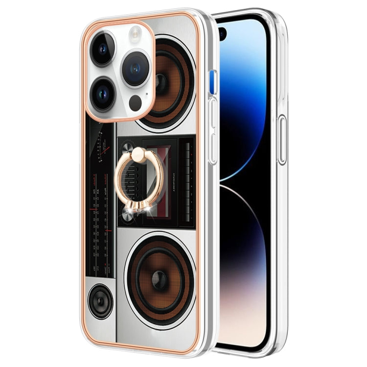 Electroplating Dual-side IMD Phone Case with Ring Holder, For iPhone 16 Pro Max, For iPhone 16 Pro, For iPhone 16 Plus