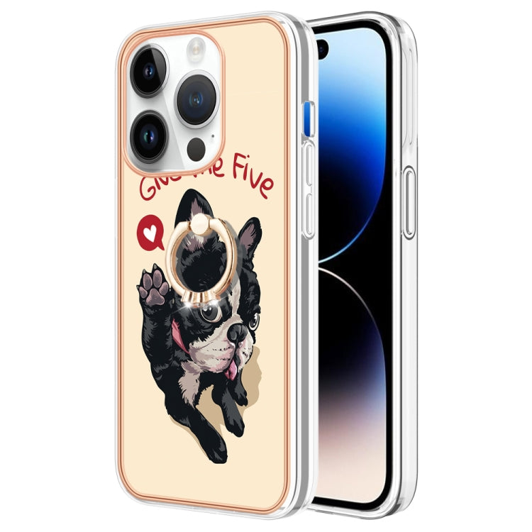 Electroplating Dual-side IMD Phone Case with Ring Holder, For iPhone 16 Pro Max, For iPhone 16 Pro, For iPhone 16 Plus