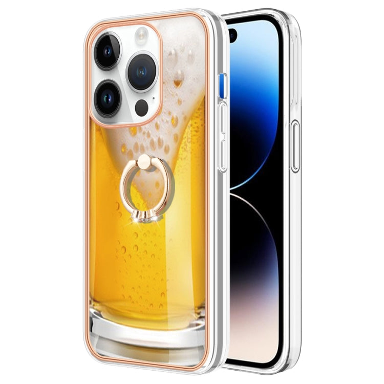 Electroplating Dual-side IMD Phone Case with Ring Holder, For iPhone 16 Pro Max, For iPhone 16 Pro, For iPhone 16 Plus