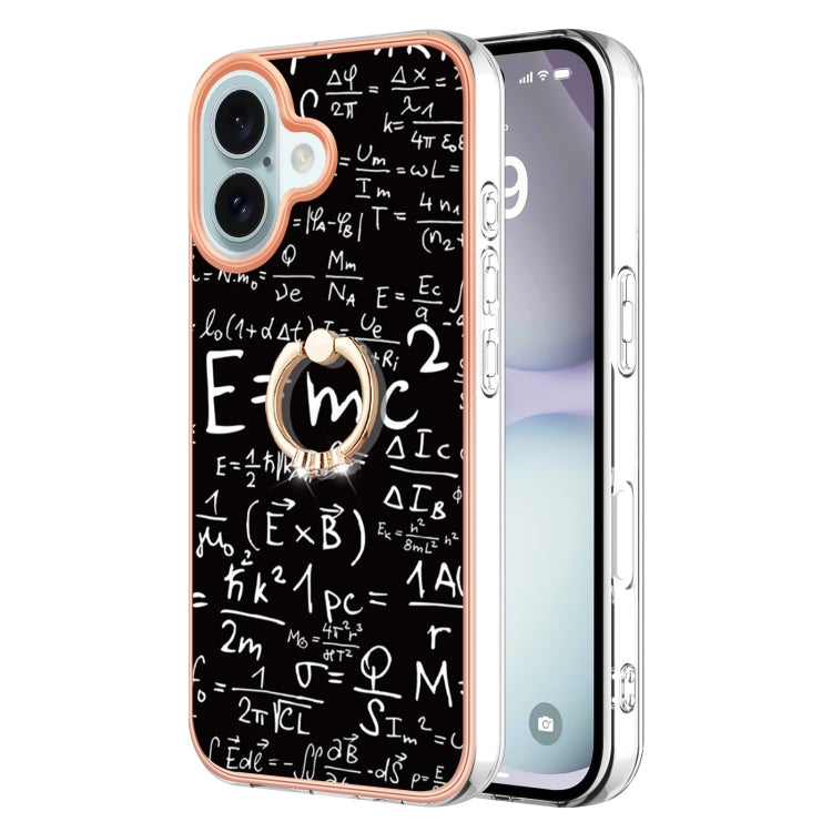 Electroplating Dual-side IMD Phone Case with Ring Holder, For iPhone 16 Pro Max, For iPhone 16 Pro, For iPhone 16 Plus