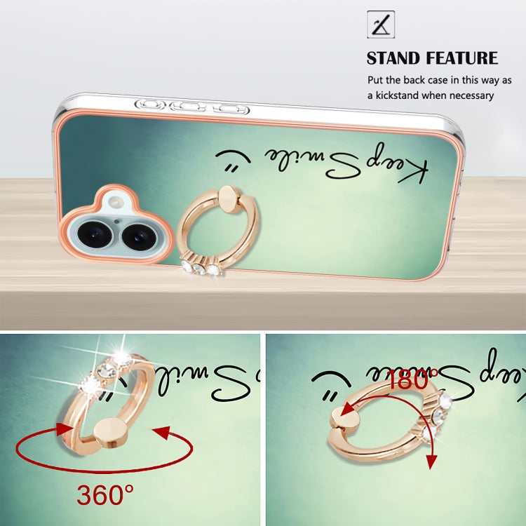 Electroplating Dual-side IMD Phone Case with Ring Holder, For iPhone 16, For iPhone 15 Pro Max, For iPhone 15 Pro