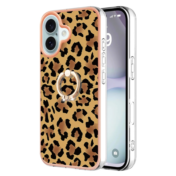 Electroplating Dual-side IMD Phone Case with Ring Holder, For iPhone 16, For iPhone 15 Pro Max, For iPhone 15 Pro