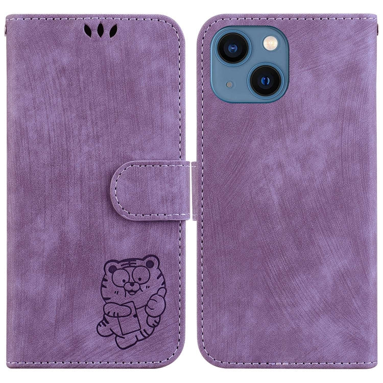Little Tiger Embossed Leather Phone Case, For iPhone 15, For iPhone 14 Plus, For iPhone 14, For iPhone 14 Pro