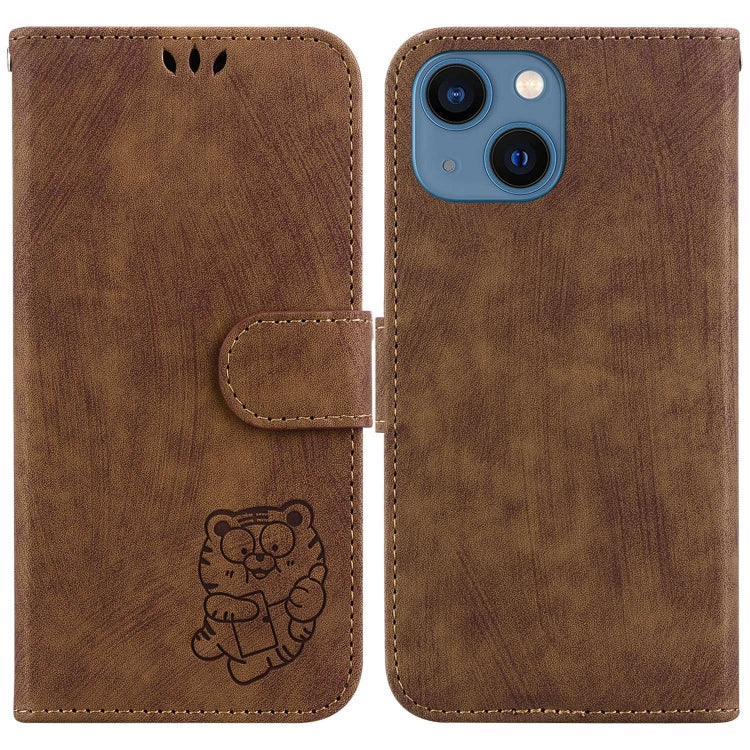 Little Tiger Embossed Leather Phone Case, For iPhone 15, For iPhone 14 Plus, For iPhone 14, For iPhone 14 Pro
