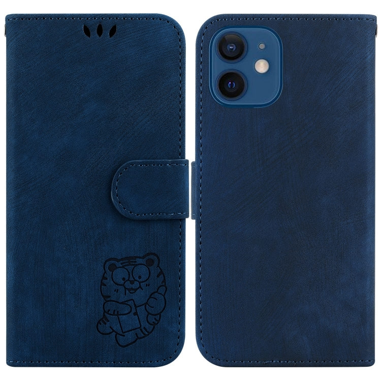 Little Tiger Embossed Leather Phone Case, For iPhone 13, For iPhone 13 mini, For iPhone 12 / 12 Pro, For iPhone 12 Pro Max