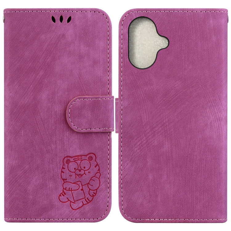 Little Tiger Embossed Leather Phone Case, iPhone 16e, For iPhone 16 Pro Max, For iPhone 16 Pro, For iPhone 16 Plus