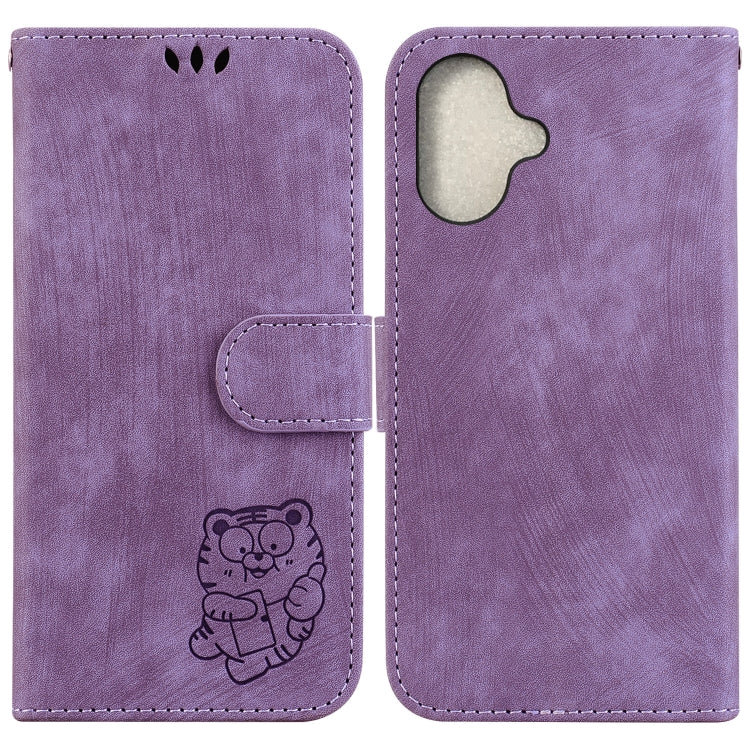 Little Tiger Embossed Leather Phone Case, For iPhone 16, For iPhone 15 Pro Max, For iPhone 15 Pro, For iPhone 15 Plus