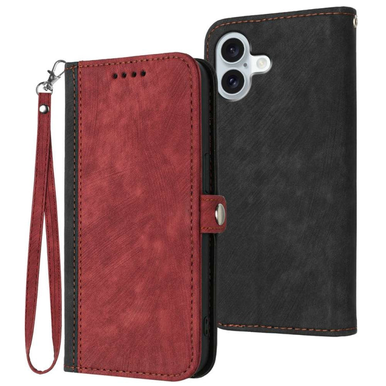 Side Buckle Double Fold Hand Strap Leather Phone Case, iPhone 16e, For iPhone 16 Pro Max, For iPhone 16 Pro, For iPhone 16 Plus