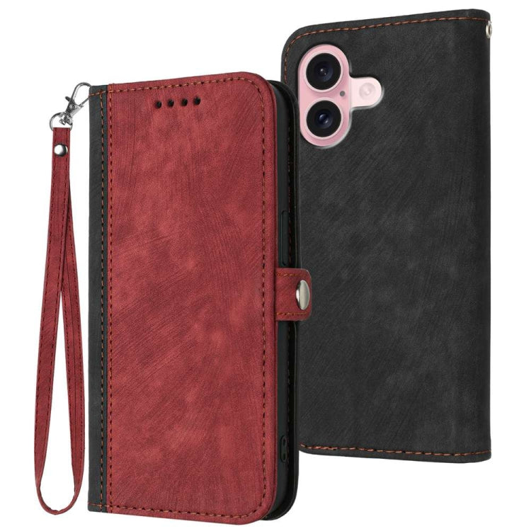 Side Buckle Double Fold Hand Strap Leather Phone Case, For iPhone 16, For iPhone 15 Pro Max, For iPhone 15 Pro, For iPhone 15 Plus