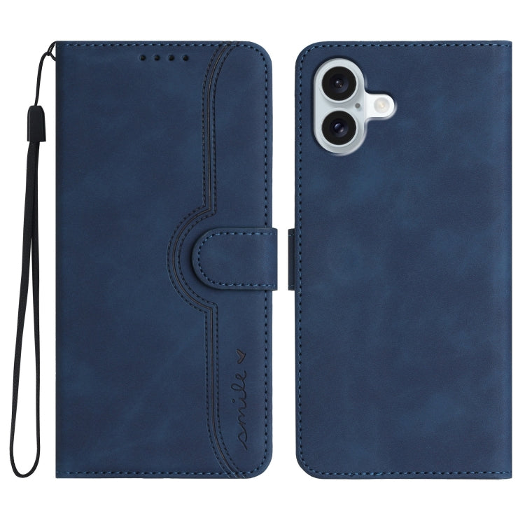 Heart Pattern Skin Feel Leather Phone Case, iPhone 16e, For iPhone 16 Pro Max, For iPhone 16 Pro, For iPhone 16 Plus