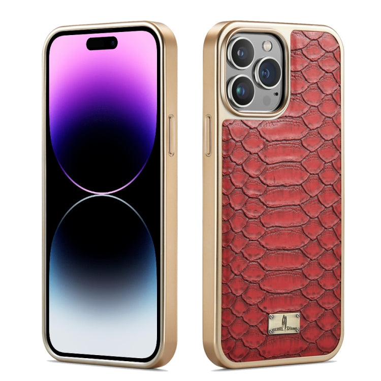 Fierre Shann Python Texture Electroplating PU Phone Case, For iPhone 15 Plus, For iPhone 15, For iPhone 14 Plus, For iPhone 14, For iPhone 14 Pro, For iPhone 14 Pro Max