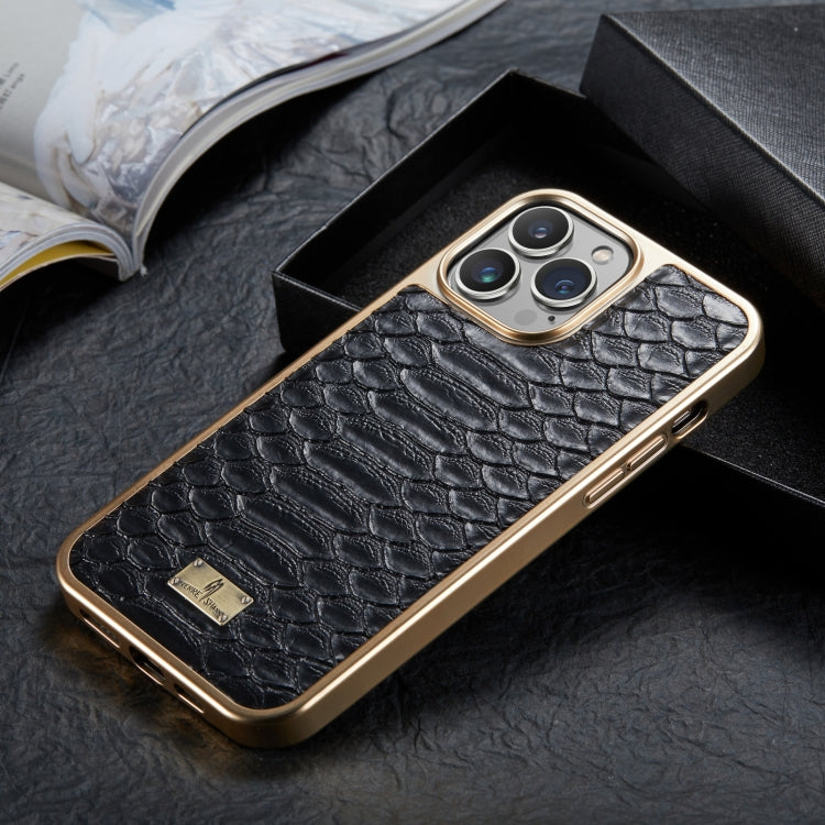 Fierre Shann Python Texture Electroplating PU Phone Case, For iPhone 15 Plus, For iPhone 15, For iPhone 14 Plus, For iPhone 14, For iPhone 14 Pro, For iPhone 14 Pro Max