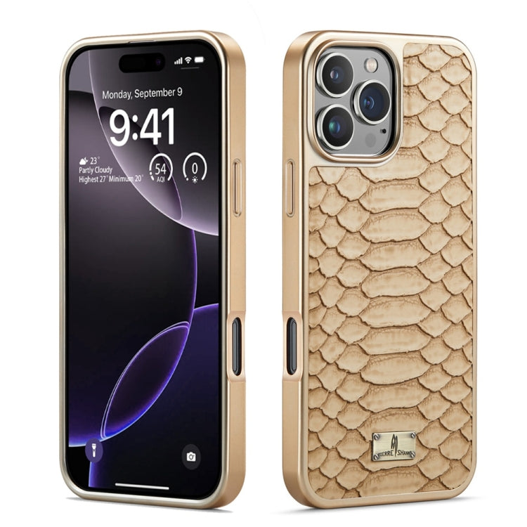 Fierre Shann Python Texture Electroplating PU Phone Case, For iPhone 16 Pro Max, For iPhone 16 Pro, For iPhone 16 Plus, For iPhone 16, For iPhone 15 Pro Max, For iPhone 15 Pro