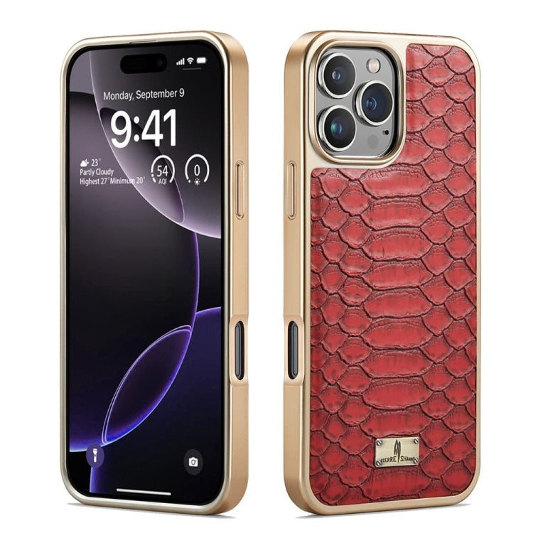 Fierre Shann Python Texture Electroplating PU Phone Case, For iPhone 16 Pro Max, For iPhone 16 Pro, For iPhone 16 Plus, For iPhone 16, For iPhone 15 Pro Max, For iPhone 15 Pro