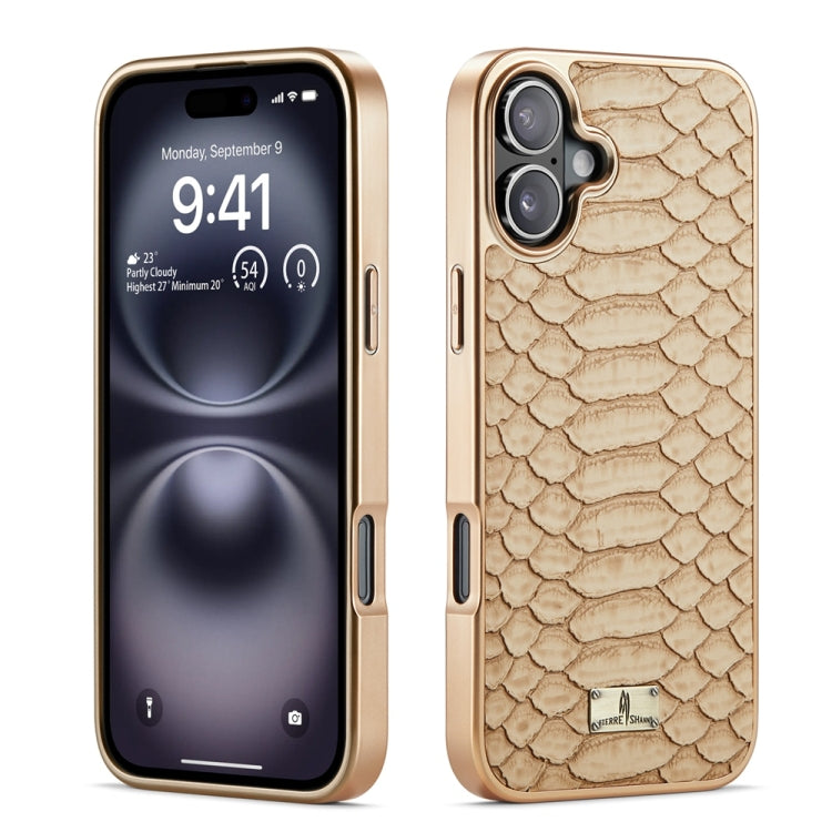 Fierre Shann Python Texture Electroplating PU Phone Case, For iPhone 16 Pro Max, For iPhone 16 Pro, For iPhone 16 Plus, For iPhone 16, For iPhone 15 Pro Max, For iPhone 15 Pro
