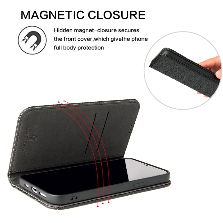 Fierre Shann Crocodile Texture Magnetic Genuine Leather Phone Case, For iPhone 14 Pro Max