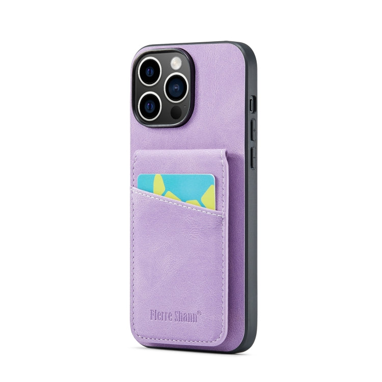 Fierre Shann Crazy Horse Card Holder Back Cover PU Phone Case, For iPhone 15 Pro Max, For iPhone 15 Pro, For iPhone 15 Plus, For iPhone 15