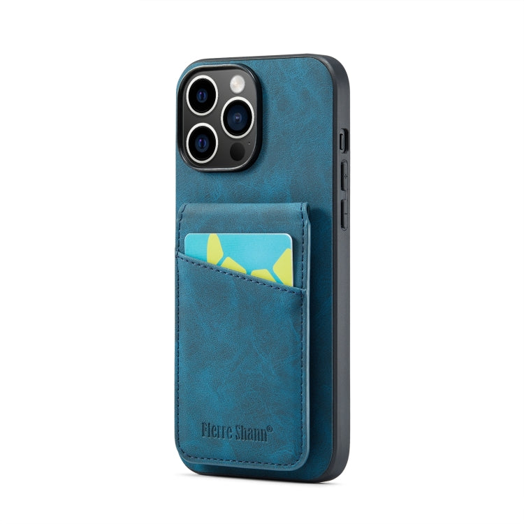 Fierre Shann Crazy Horse Card Holder Back Cover PU Phone Case, For iPhone 15 Pro Max, For iPhone 15 Pro, For iPhone 15 Plus, For iPhone 15