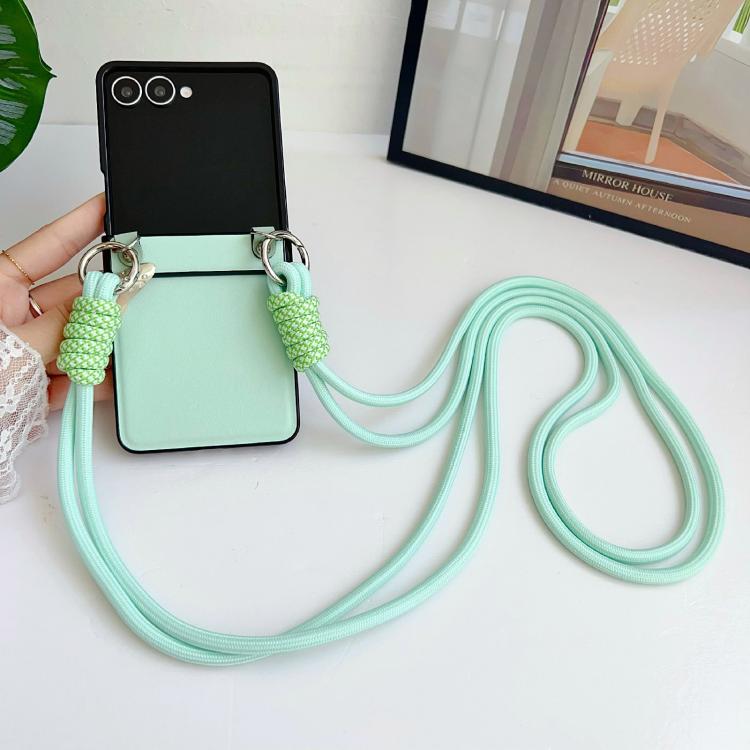 Morandi Leather Texture Phone Case With Lanyard