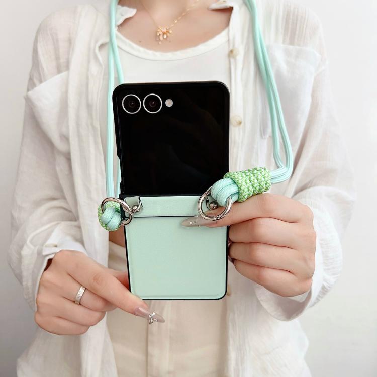 Morandi Leather Texture Phone Case With Lanyard