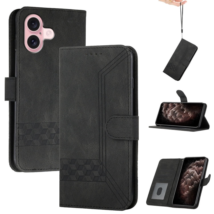 Cubic Skin Feel Flip Leather Phone Case, For iPhone 16, For iPhone 15 Pro Max, For iPhone 15 Pro, For iPhone 15 Plus