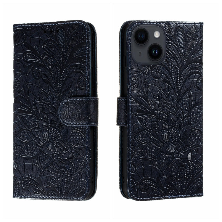 Lace Flower Embossing Flip Leather Phone Case, For iPhone 15