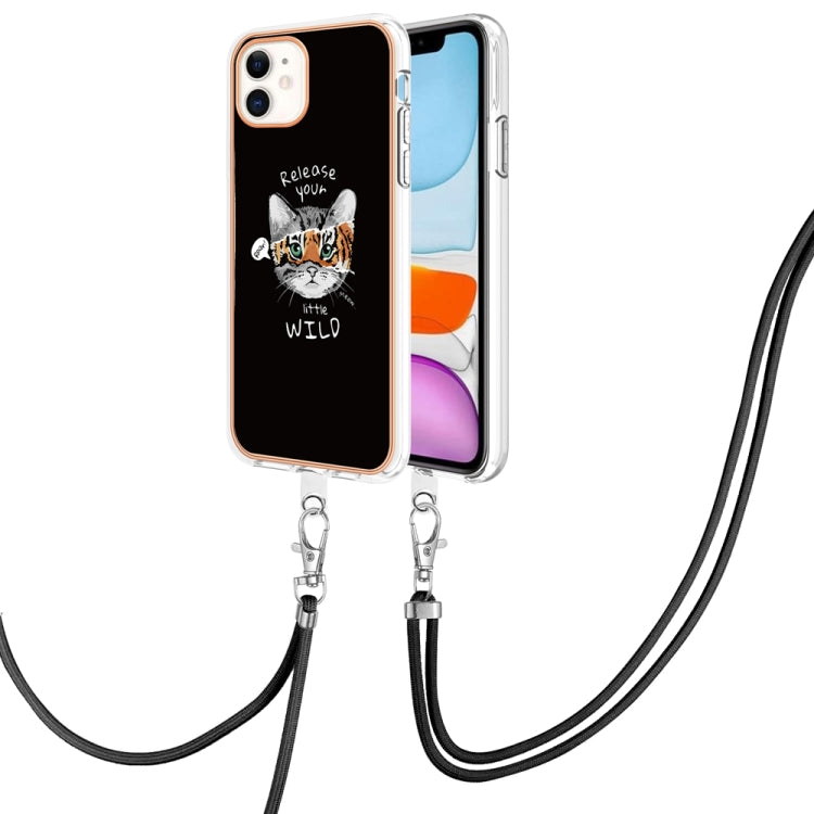 Electroplating Dual-side IMD Phone Case with Lanyard, For iPhone 11 Pro Max, For iPhone 11, For iPhone 11 Pro