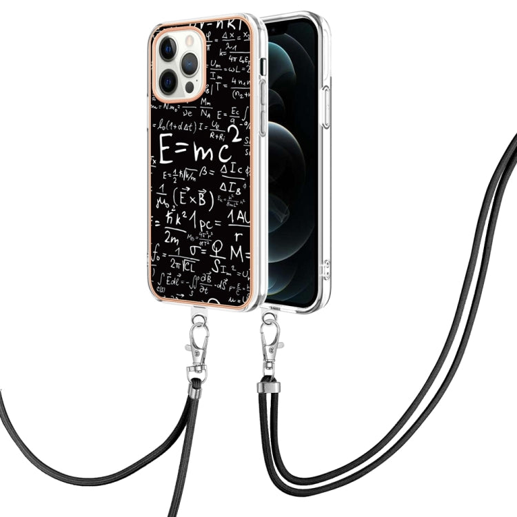 Electroplating Dual-side IMD Phone Case with Lanyard, For iPhone 13, For iPhone 12 / 12 Pro, For iPhone 12 Pro Max