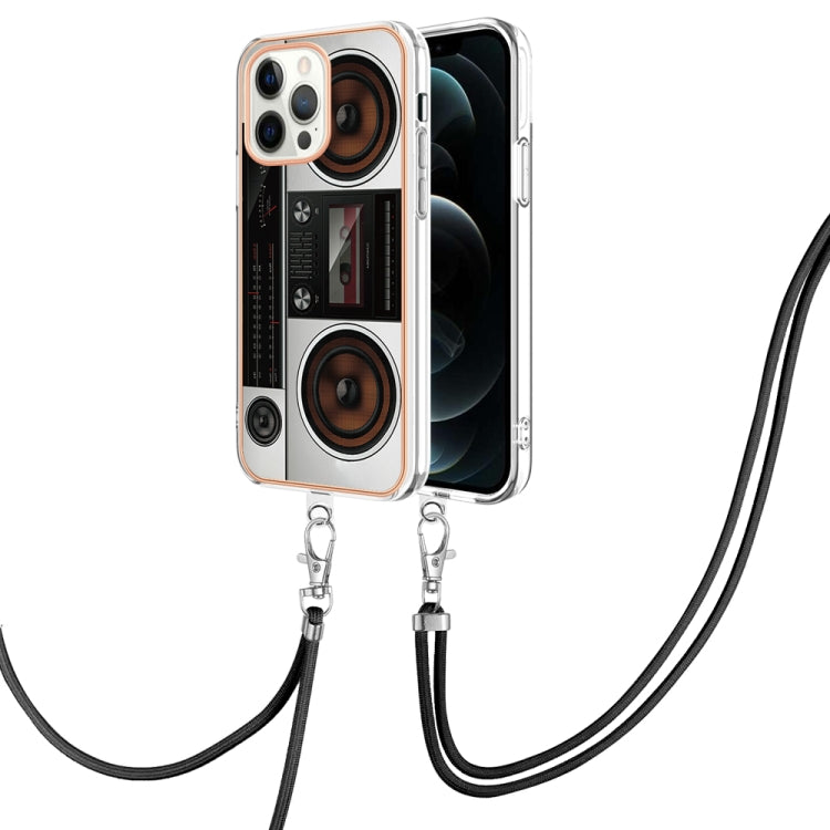 Electroplating Dual-side IMD Phone Case with Lanyard, For iPhone 13, For iPhone 12 / 12 Pro, For iPhone 12 Pro Max
