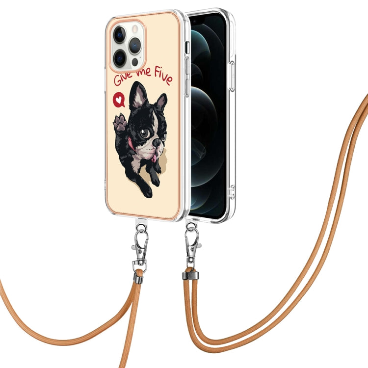 Electroplating Dual-side IMD Phone Case with Lanyard, For iPhone 13, For iPhone 12 / 12 Pro, For iPhone 12 Pro Max