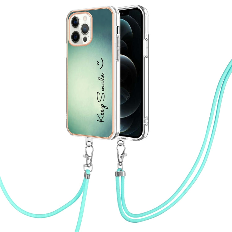 Electroplating Dual-side IMD Phone Case with Lanyard, For iPhone 13, For iPhone 12 / 12 Pro, For iPhone 12 Pro Max