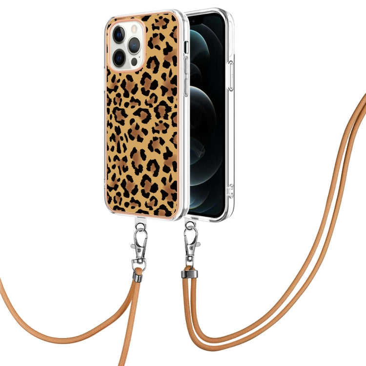 Electroplating Dual-side IMD Phone Case with Lanyard, For iPhone 13, For iPhone 12 / 12 Pro, For iPhone 12 Pro Max