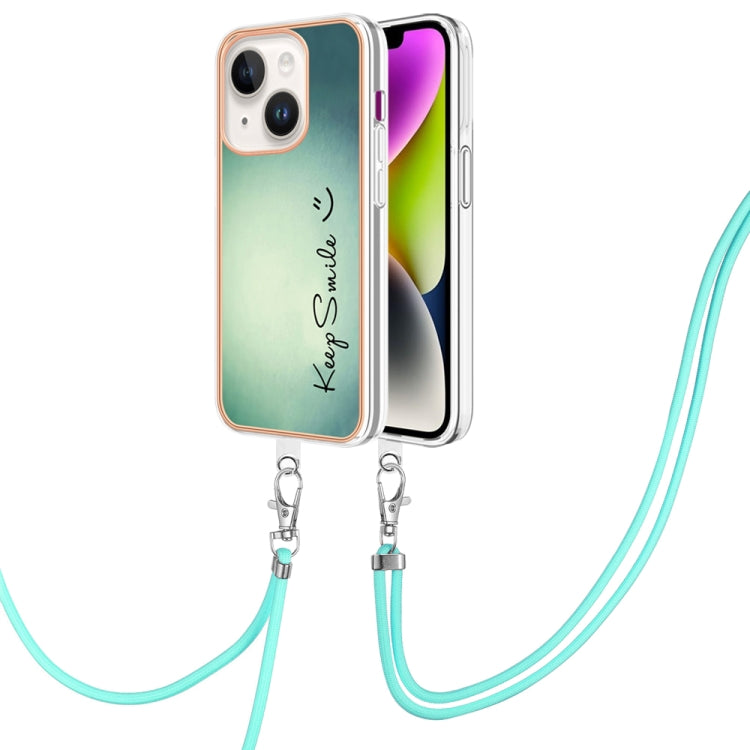 Electroplating Dual-side IMD Phone Case with Lanyard, For iPhone 15 Plus, For iPhone 15, For iPhone 14 Plus