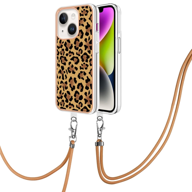 Electroplating Dual-side IMD Phone Case with Lanyard, For iPhone 15 Plus, For iPhone 15, For iPhone 14 Plus
