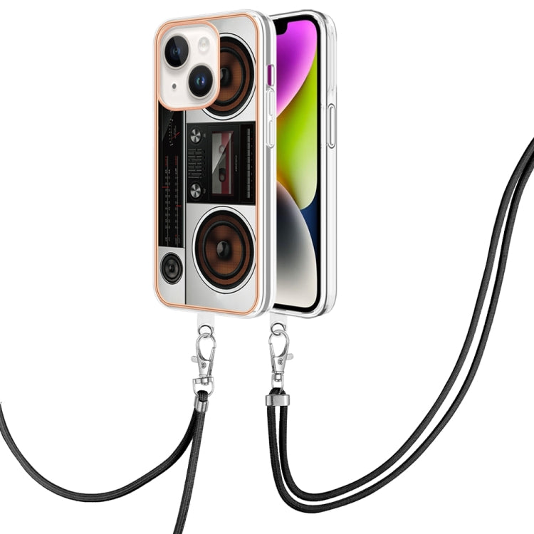 Electroplating Dual-side IMD Phone Case with Lanyard, For iPhone 15 Plus, For iPhone 15, For iPhone 14 Plus