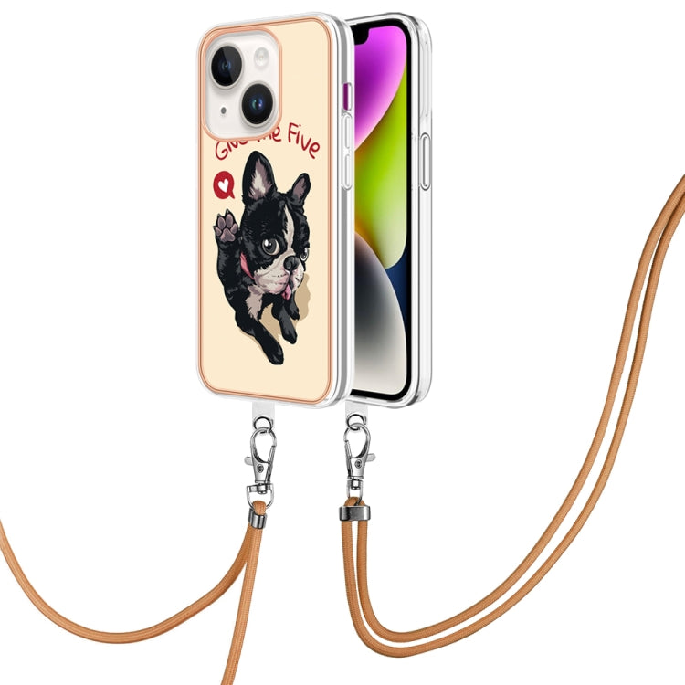 Electroplating Dual-side IMD Phone Case with Lanyard, For iPhone 15 Plus, For iPhone 15, For iPhone 14 Plus