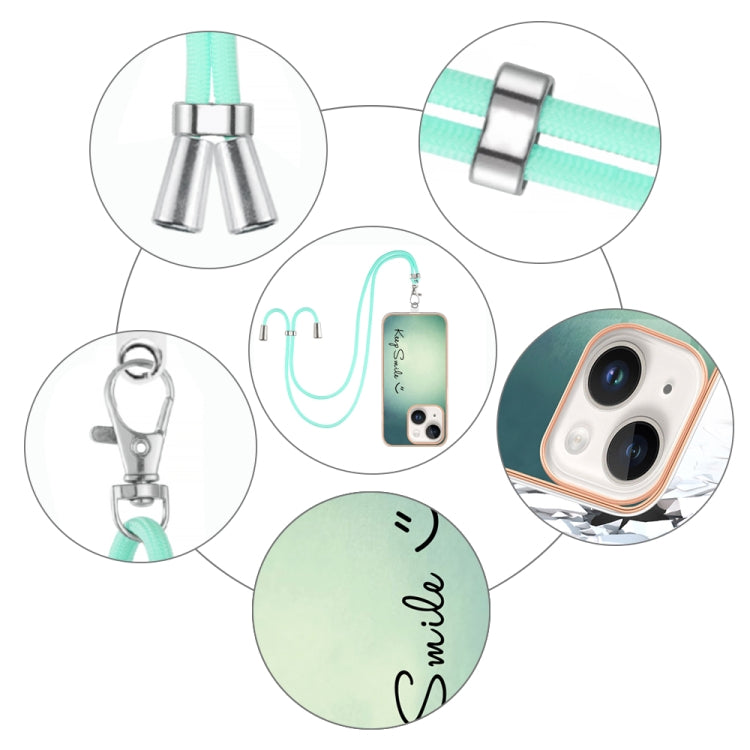 Electroplating Dual-side IMD Phone Case with Lanyard, For iPhone 15 Plus, For iPhone 15, For iPhone 14 Plus