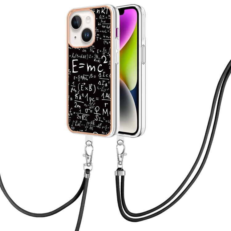 Electroplating Dual-side IMD Phone Case with Lanyard, For iPhone 15 Plus, For iPhone 15, For iPhone 14 Plus