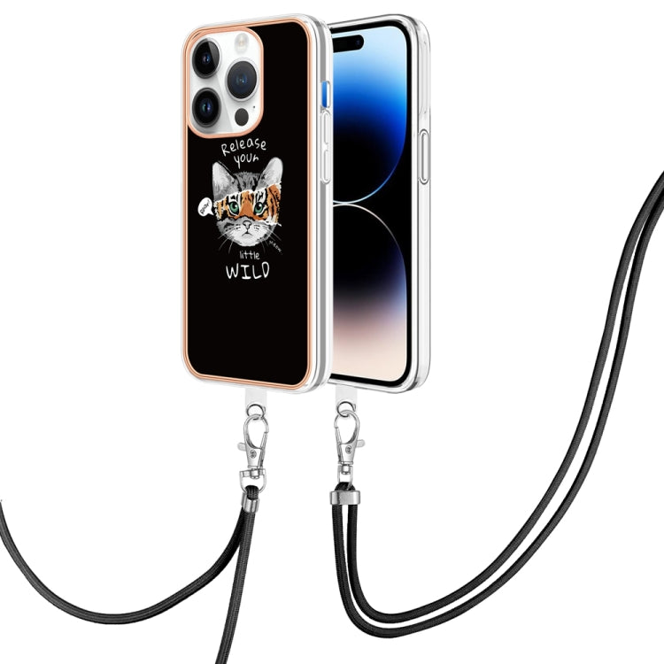 Electroplating Dual-side IMD Phone Case with Lanyard, For iPhone 16 Pro Max, For iPhone 16 Pro, For iPhone 16 Plus