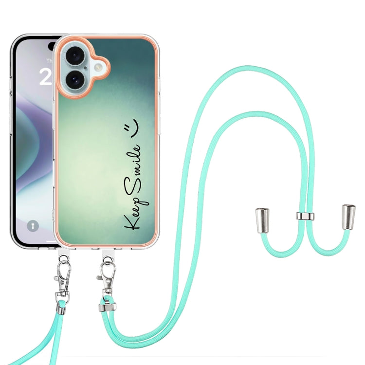 Electroplating Dual-side IMD Phone Case with Lanyard, For iPhone 16, For iPhone 15 Pro Max, For iPhone 15 Pro
