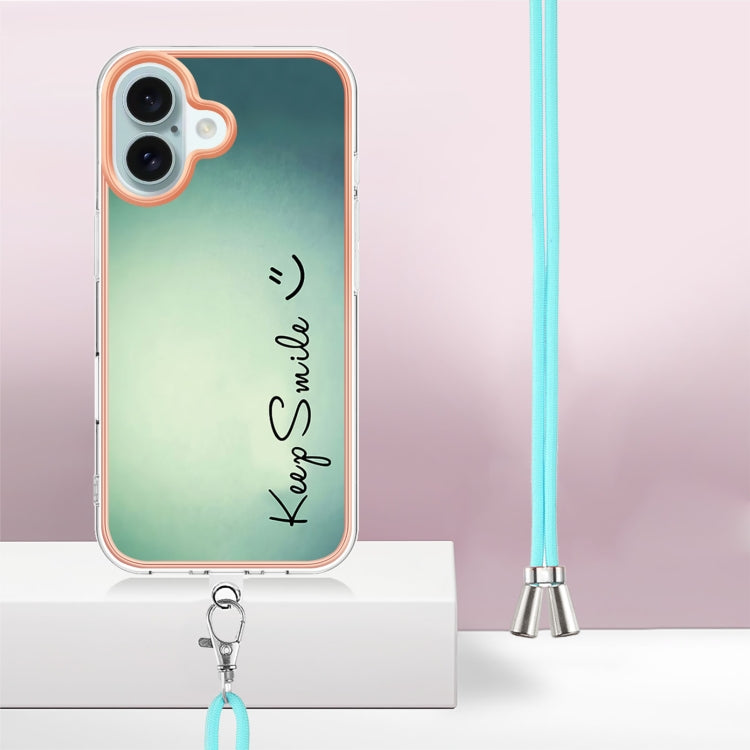 Electroplating Dual-side IMD Phone Case with Lanyard, For iPhone 16, For iPhone 15 Pro Max, For iPhone 15 Pro