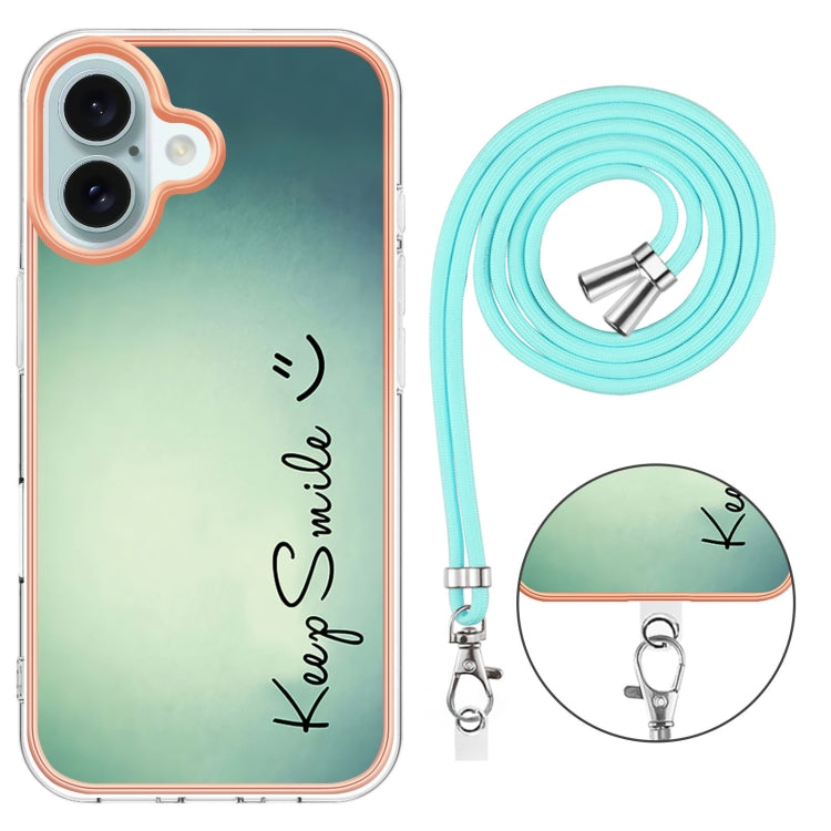 Electroplating Dual-side IMD Phone Case with Lanyard, For iPhone 16, For iPhone 15 Pro Max, For iPhone 15 Pro